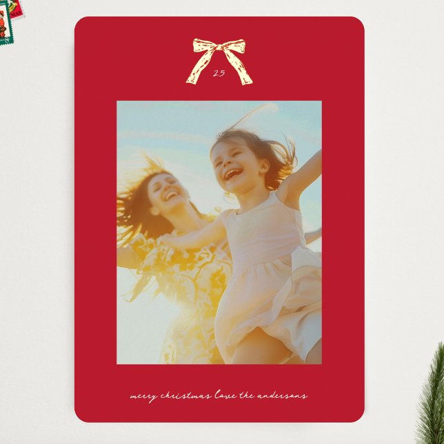 Christmas Gold Red Vintage Bows Custom Photo (Creator Uploaded)