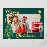Christmas Gold Santa Nutcracker Cute Family Photo Foil Invitation Postcard<br><div class="desc">Christmas Gold Santa Nutcracker Cute Family Photo Foil Invitation Postcard</div>