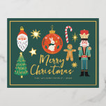 Christmas Gold Santa Nutcracker Cute Santa  Foil Invitation Postcard<br><div class="desc">Christmas Gold Santa Nutcracker Cute Foil Invitation Postcard</div>