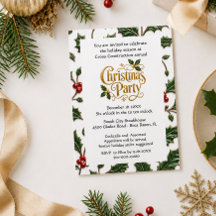 Christmas Gold Script with Holly Leaves Business