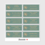 Christmas gold snowflake green address labels<br><div class="desc">Personalised Christmas mailing individual name and address shipping labels with an elegant gold copper snowflake and a chic trendy bold typography script over a green background.</div>