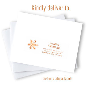 Christmas gold snowflake guest address labels