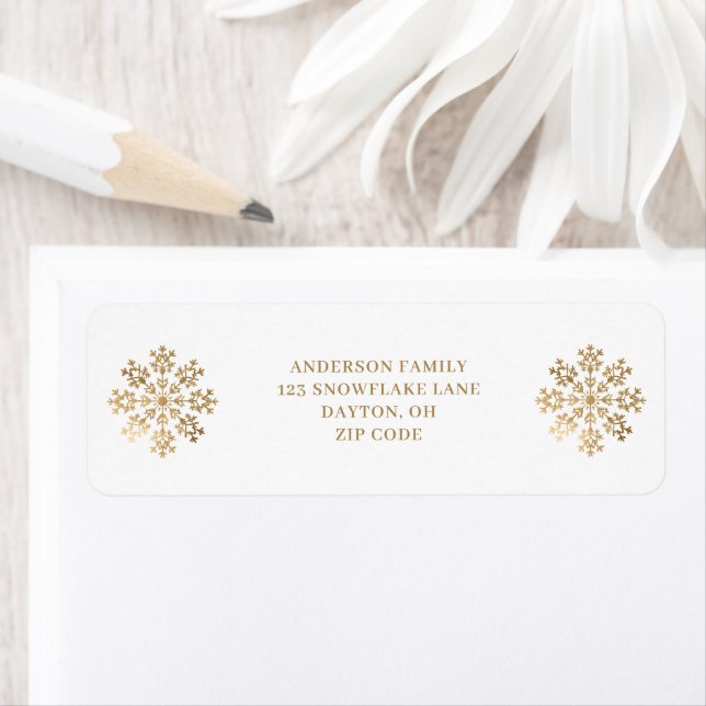 Christmas Gold Snowflake Return Address Label (Insitu)