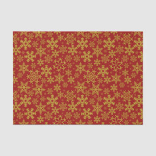 Christmas Gold Snowflakes over Red Background  Tissue Paper