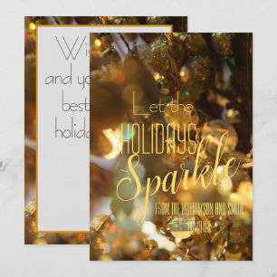 Christmas Gold Sparkle Modern Script Invitation