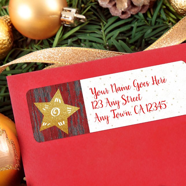 Christmas gold star rustic country red wood script (Creator Uploaded)