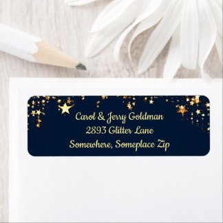 Christmas Gold Stars, Baubles, Tree Return Address