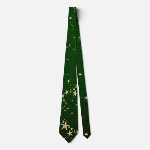 Christmas Gold Stars on Green  Neck Tie