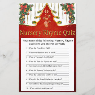 Christmas Gold Tree Nursery Rhyme Quiz baby shower