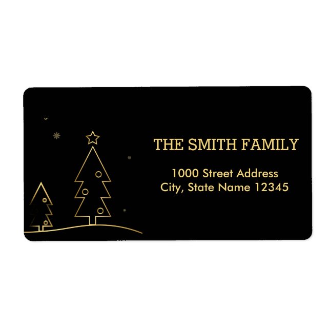 Christmas Gold Tree with Black Background (Front)