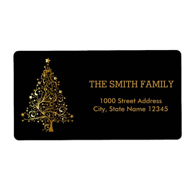 Christmas Gold Tree with Black Background (Front)