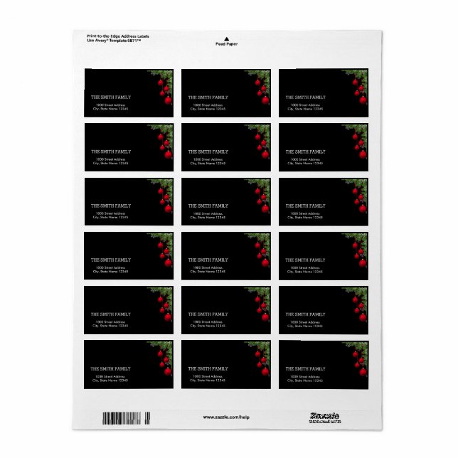 Christmas Gold Tree with Black Background Label (Full Sheet)