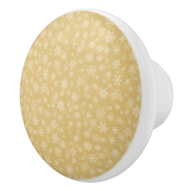 Christmas Gold,white Snowflakes Ceramic Knob (Right)
