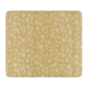 Christmas Gold,white Snowflakes Cutting Board