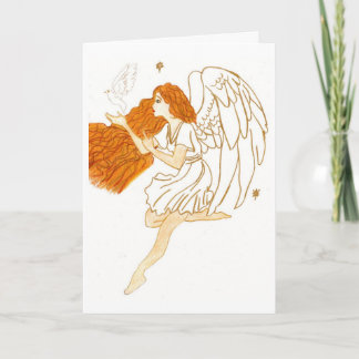 Christmas golden angel holiday card