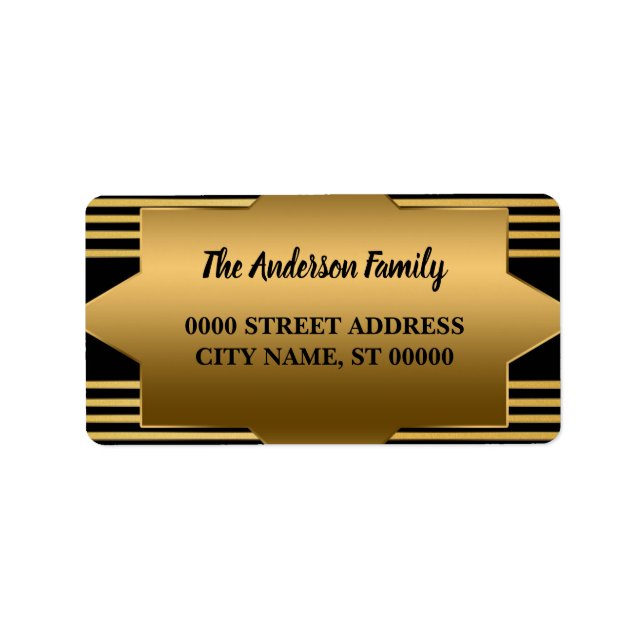 Christmas Golden Black Elegant Holidays Label (Front)