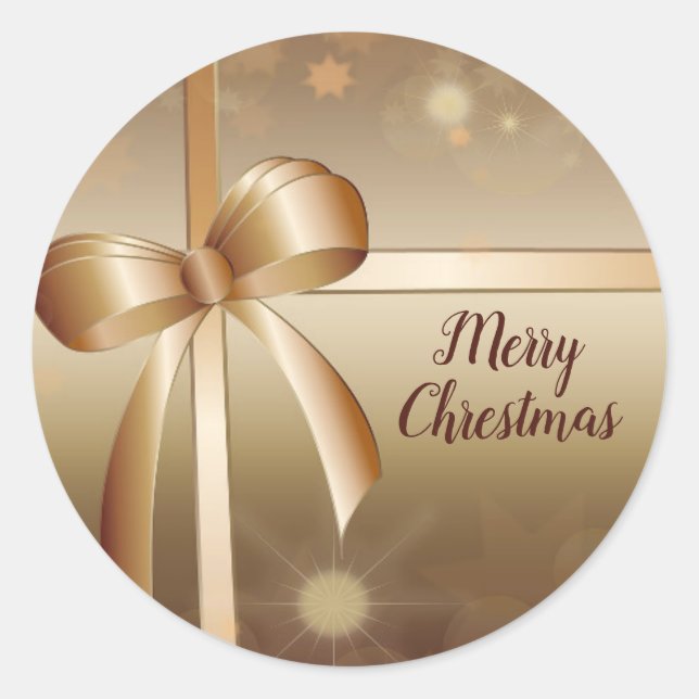 Christmas Golden Elegant Stylish Classic Round Sti Classic Round Sticker (Front)