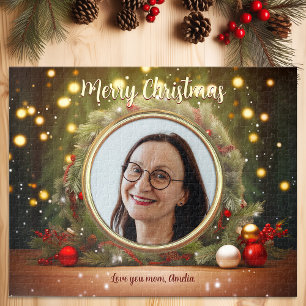 Christmas Golden Family Photo Frame Ornaments Jigsaw Puzzle