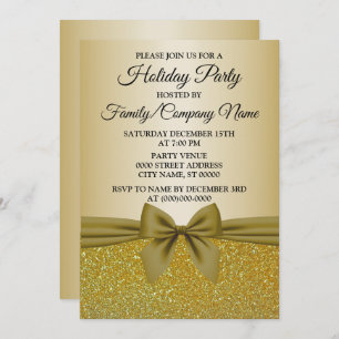 Christmas Golden Glitter Holidays Party Invitation