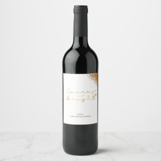 Christmas Golden Glitter  Wine Label