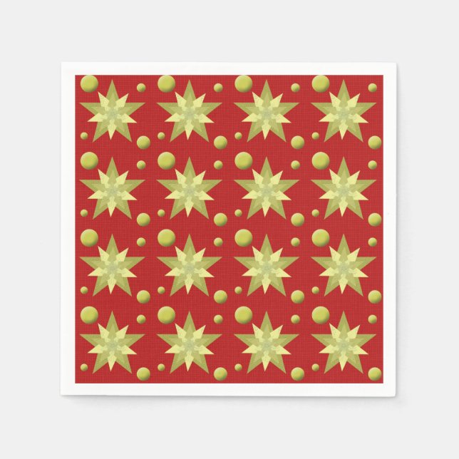 Christmas golden ornaments on red background napkin (Front)