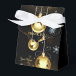 Christmas Golden Ornaments Shiny Stars Black Favour Box<br><div class="desc">Christmas Golden Ornaments Shiny Stars Black Favour Boxes. Unique,  beautiful,  stylish design. Easy to be personalised. Font style,  size and colours can be changed. Matching items available.</div>