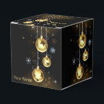 Christmas Golden Ornaments Shiny Stars Black Favour Box<br><div class="desc">Christmas Golden Ornaments Shiny Stars Black Favour Boxes. Unique,  beautiful,  stylish design. Easy to be personalised. Font style,  size and colours can be changed. Matching items available.</div>