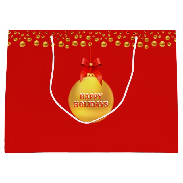 Christmas Golden Polka Dots Large Gift Bag (Front)
