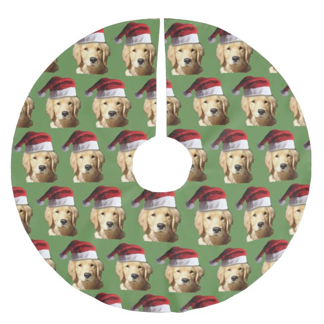 Christmas Golden Retriever Brushed Polyester Tree Skirt (Front)