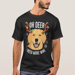 Christmas Golden Retriever Deer Antlers For Women T-Shirt