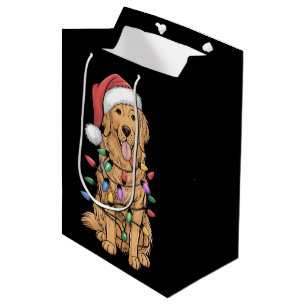 Christmas Golden Retriever Dog Lover Gift Mum Dad Medium Gift Bag