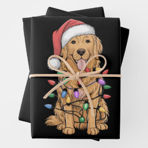 Christmas Golden Retriever Dog Lover Gift Mum Dad Wrapping Paper Sheet
