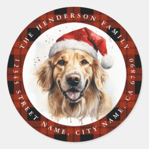 Christmas Golden Retriever Dog Round Stickers