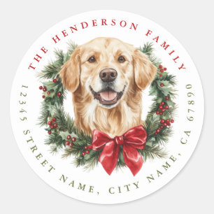 Christmas Golden Retriever Dog Round Stickers