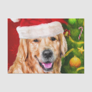 Christmas Golden Retriever Dog Santa Tissue Paper