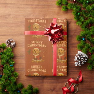 Christmas Golden Retriever Dog Xmas Santa Puppy Wrapping Paper