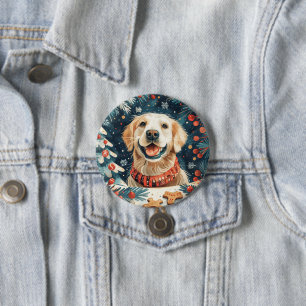 Christmas Golden Retriever Dogs 7.5 Cm Round Badge