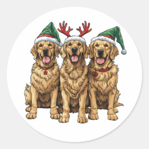 Christmas Golden Retriever Dogs Classic Round Sticker