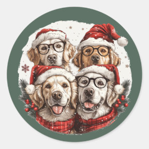 Christmas Golden Retriever Dogs Classic Round Sticker
