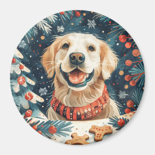 Christmas Golden Retriever Dogs Magnet