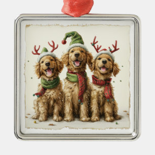 Christmas Golden Retriever Dogs Metal Tree Decoration
