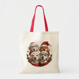 Christmas Golden Retriever Dogs Tote Bag