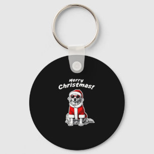 Christmas Golden Retriever Funny Santa Dog Holiday Key Ring