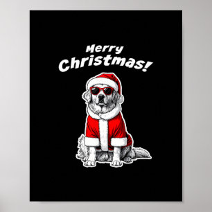 Christmas Golden Retriever Funny Santa Dog Holiday Poster