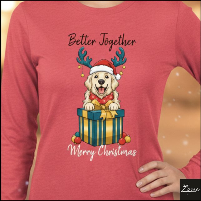Christmas Golden Retriever Gift Graphic Reindeer Tri-Blend Shirt (Creator Uploaded)
