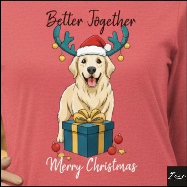 Christmas Golden Retriever Gift Graphic Reindeer Tri-Blend Shirt (Creator Uploaded)