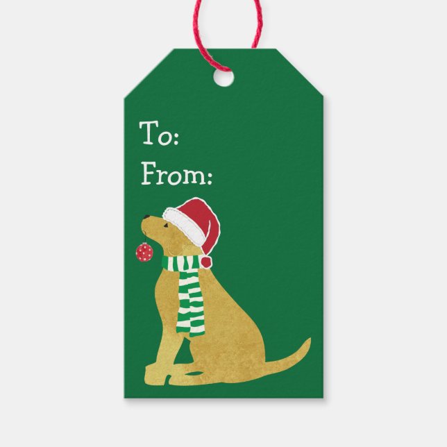 Christmas Golden Retriever Holiday Gift Tags (Front)