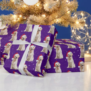 Christmas Golden Retriever In Snowflakes Wrapping Paper