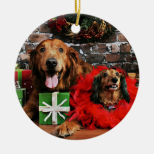 Christmas - Golden Retriever Max - Doxie - Chloe Ceramic Tree Decoration