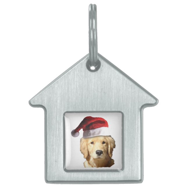 Christmas Golden Retriever Pet Tag (Front)
